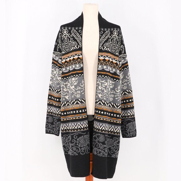 FUZZI Nordique Cardigan Wool Geometric Jacquard Multicolor Print Size M - Picture 1 of 8